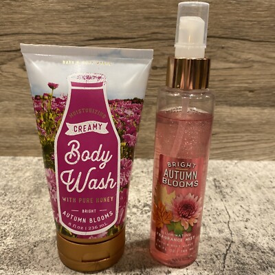 Bath and Bodyworks bright autumn blooms illuminating fragrance mist & body wash