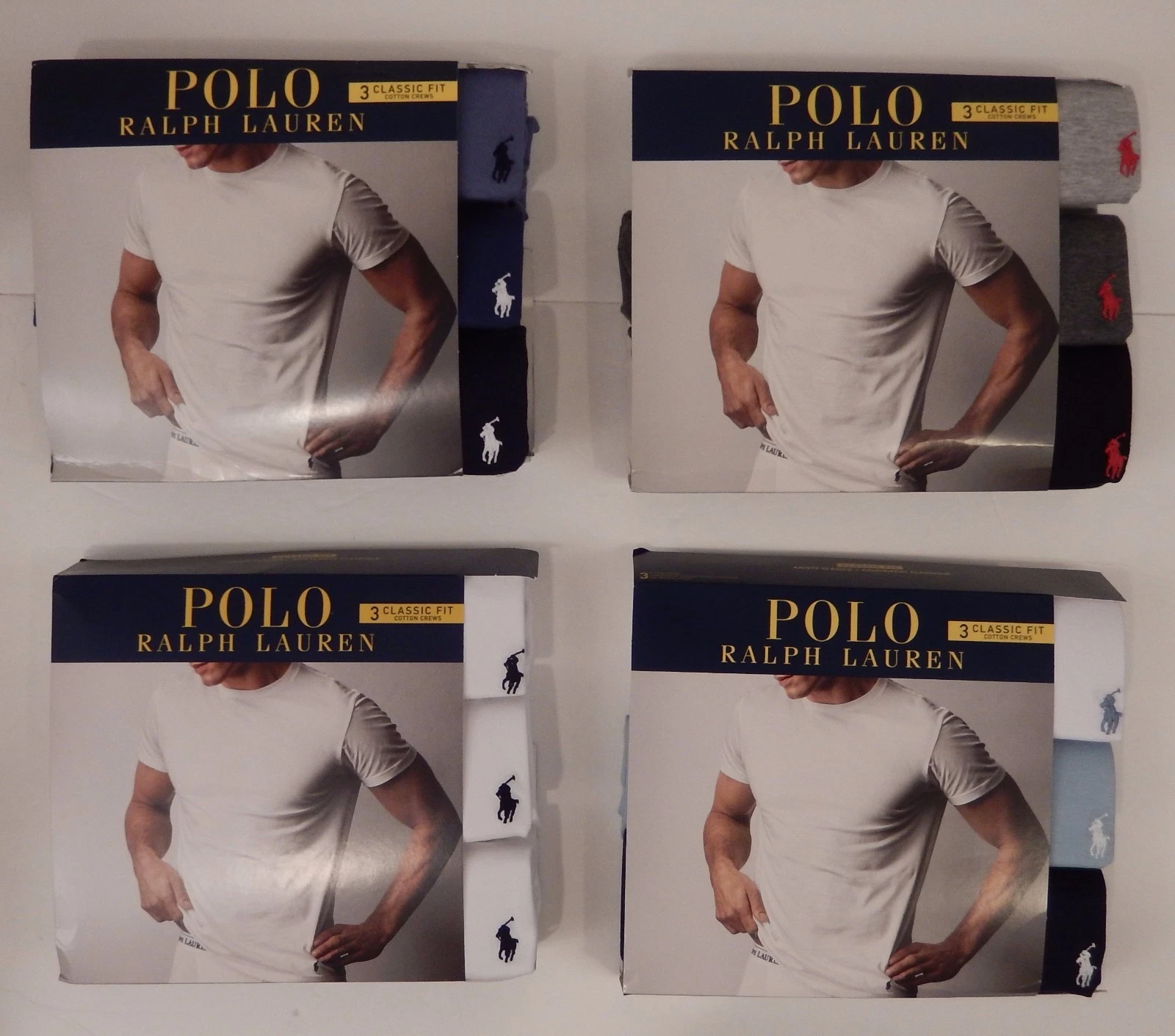 3 POLO RALPH LAUREN S M L XL 2XL COTTON BLACK WHITE GRAY BLUE CREW NECK T SHIRTS
Opens in a new wind