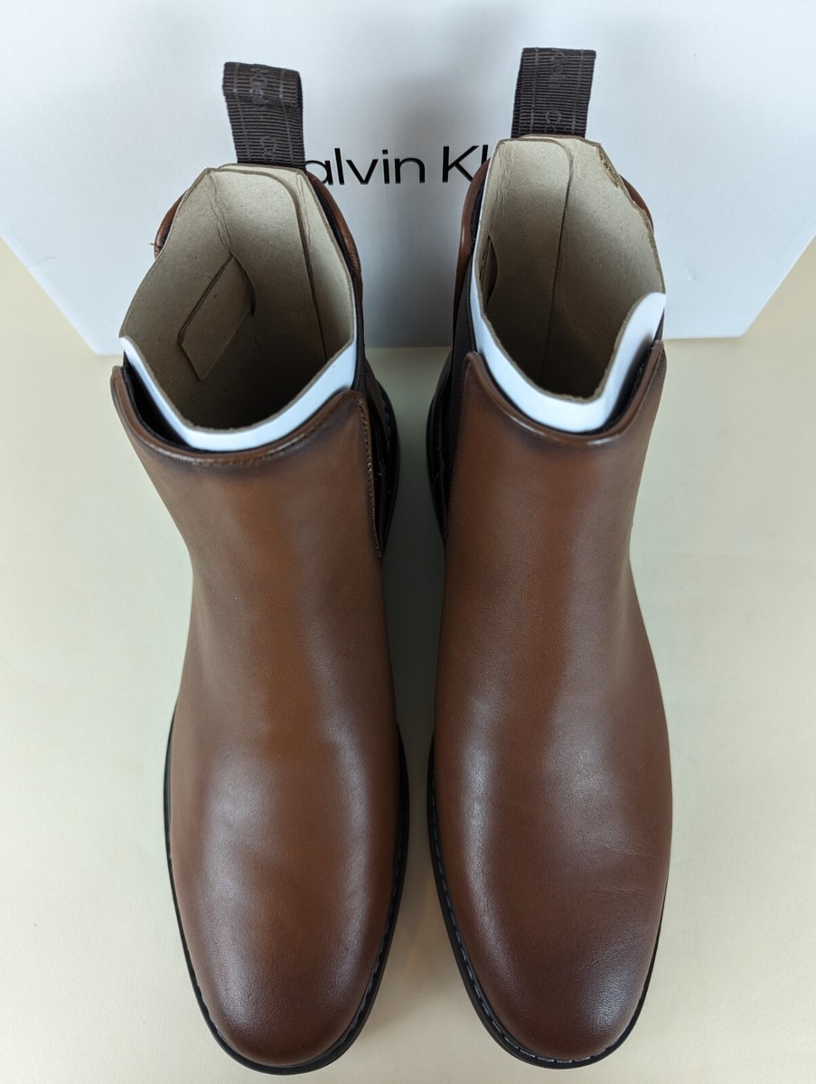 Calvin Klein Fenwick Chelsea Boots Mens 10.5 Brown Leather  display picture 1