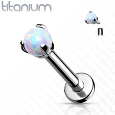 16G 5/16" IMPLANT TITANIUM INTERNALLY THREADED CLAW SET OPAL LABRET TRAGUS STUD