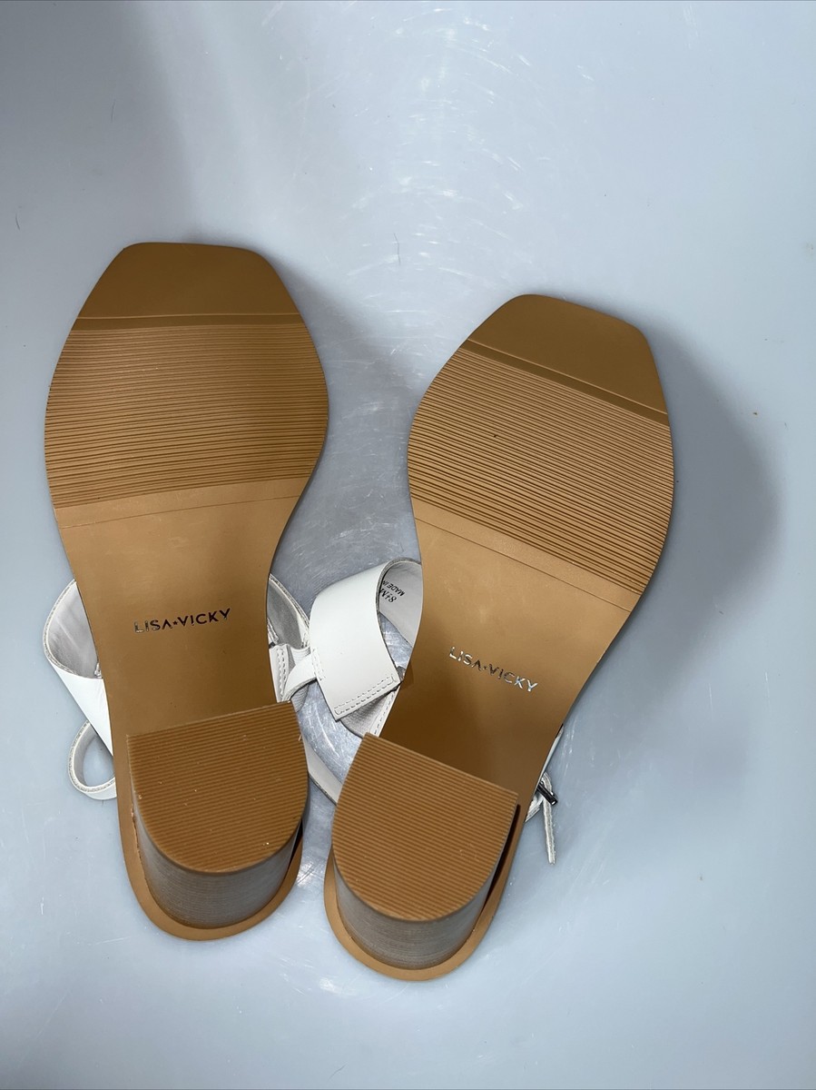 Lisa Vicky Oasis Slingback Sandal Ankle Strap White 8 1/2
