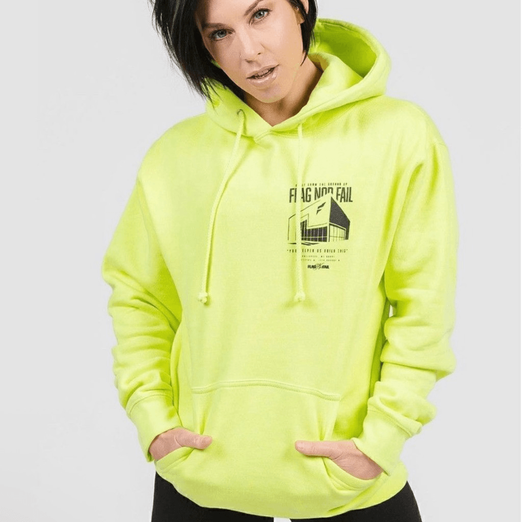 Flag Nor Fail Unisex New Warehouse Hoodie in Neon Yellow/Green Size Small