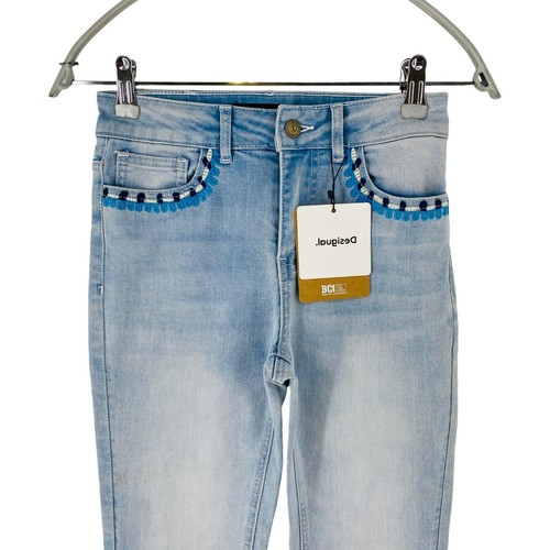 DESIGUAL Women Blue Slim Fit Ankle Zip Jeans Size W24 UK 6 IT 38 - Picture 3 of 15