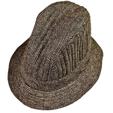 Antique Fedora Men's Brown Grey Hat Insulated Quality Red Inside Leather Details