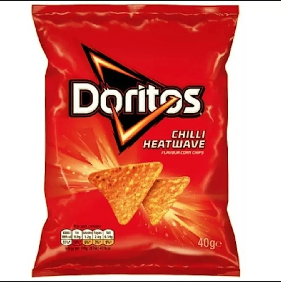 Doritos Chilli Heatwave 40g | 16 Half Box or 32 Full Box | Spicy Snack Packs - Image 3 of 3