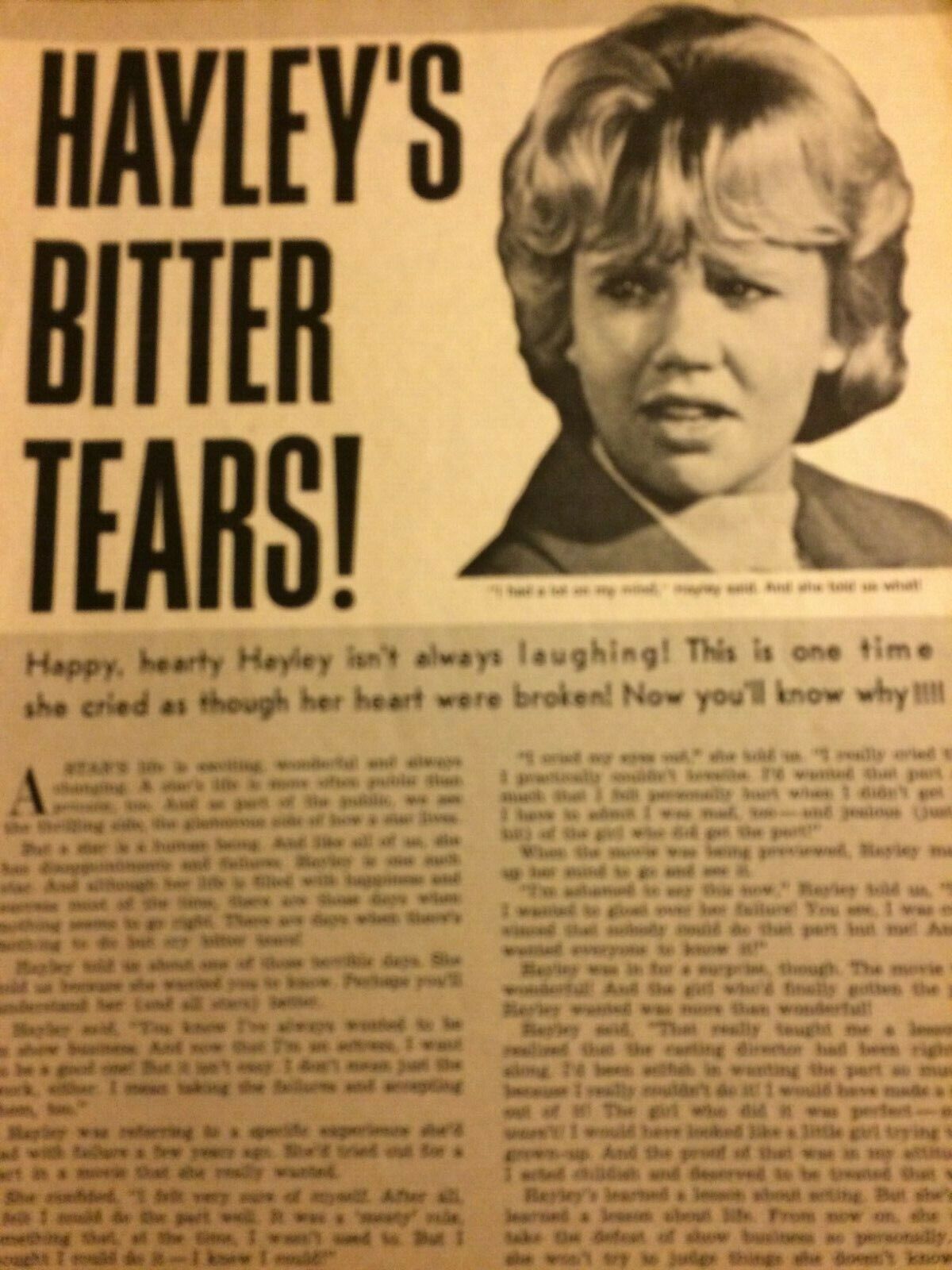 Hayley Mills, Full Page Vintage Clipping