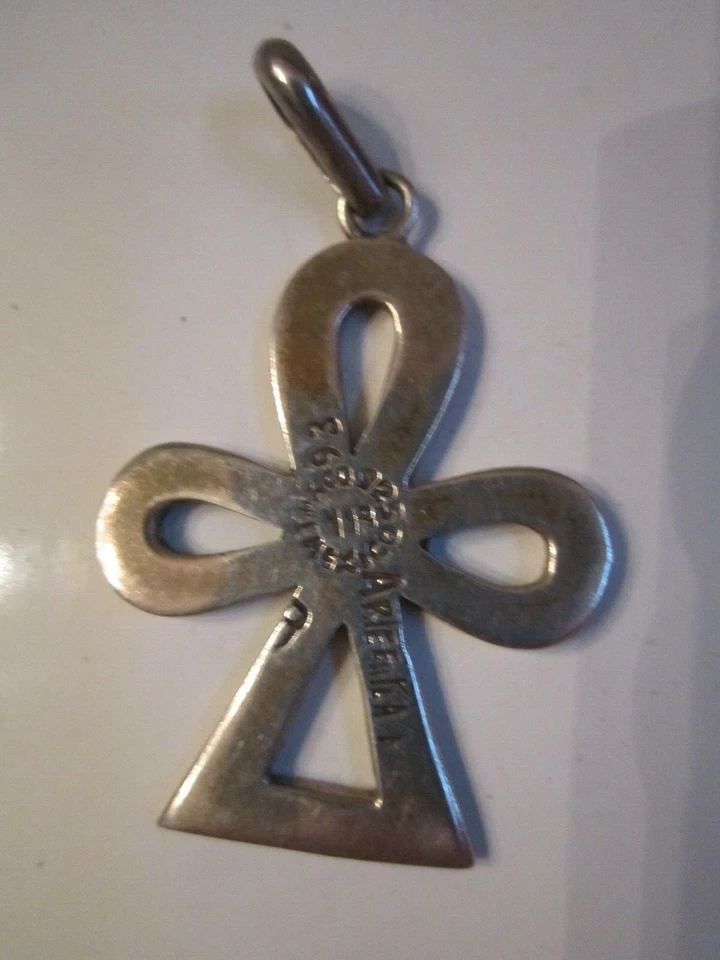 COLGANTE ARLEEN PLATA ESTERLINA DISEÑO ANKH CON TURQUESA - 2" - SC-10 Foto 4 de 4