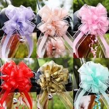 10x Wedding Car Gift Wrap Organza Pull Bows Ribbon Florist Pew Decoration New