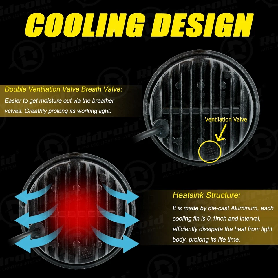 Chrome 4-1/2 4.5'' Inch LED Fog Passing Light+Housing Holder For Motorcycle - Image 4 of 4