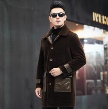 Haining Fur Leather Jacket Sheep Shearing Coat Men's Medium Long Sheepskin Parka