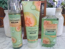 Bath  Body Works Cucumber Melon 3 piece Set Fragrance Mist Body Wash Body Cream