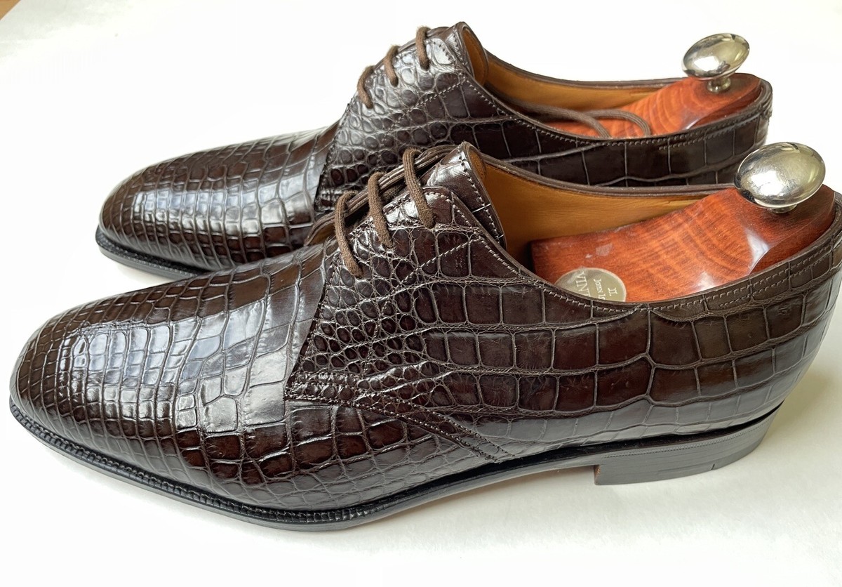 JOHN LOBB Perrier Genuine Alligator Derby UK 8.5 E, US 9 