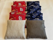 ST LOUIS CARDINALS  BLUES CORNHOLE BEAN BAGS 8 stick and slick BAG TOSS GAME