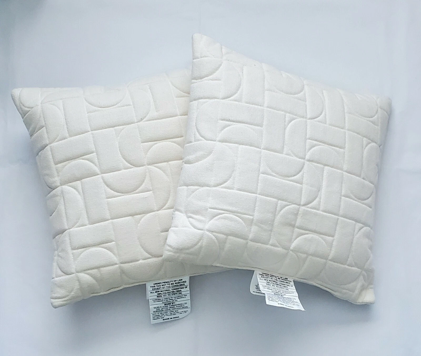 Lot of 2 Project 62 Quilted Geo Square Throw Pillow White 18"x18", NWT!