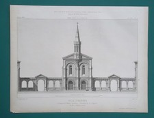 ARCHITECTURE Asylum at Toulouse Chapel Facade + Altar - 2x 1866 Antique Prints