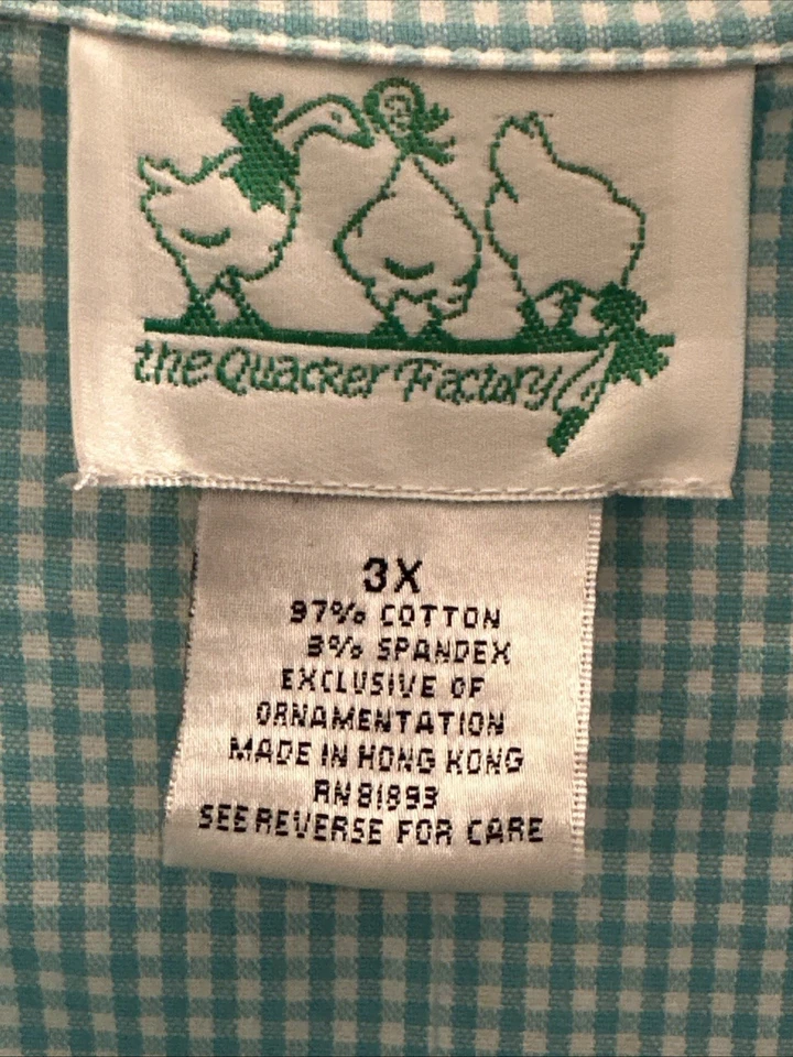 Quacker Factory Stretch Blue & White Gingham Daisy Jacket w/Button Covers 3X NWT - Image 2 of 4