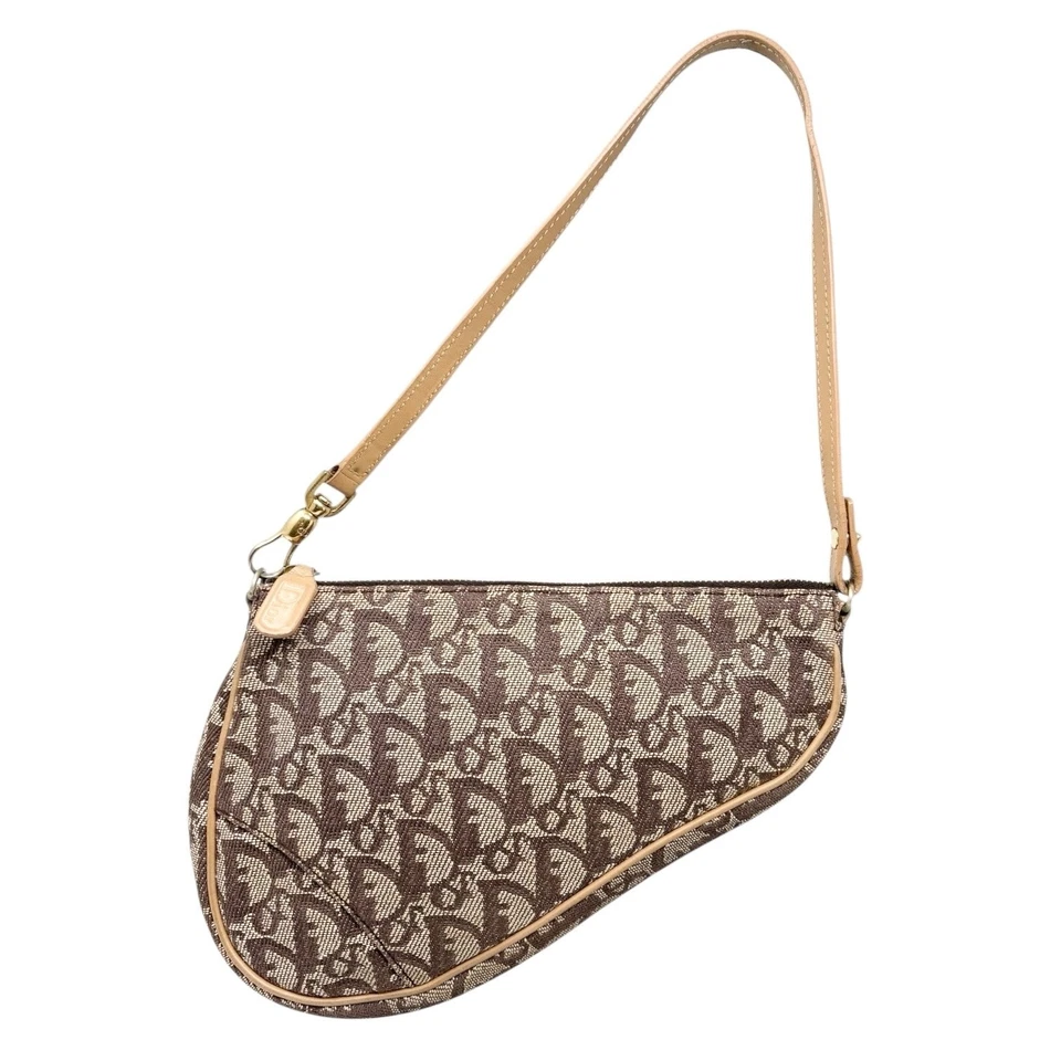 Christian Dior Vintage 2001 Trotter Monogram Mini Saddle Bag Brown Canvas - Image 4 of 4