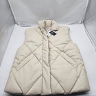 Abercrombie & Fitch Women NWT Size XS Vegan Leather Quilted Ivory Puffer Vest