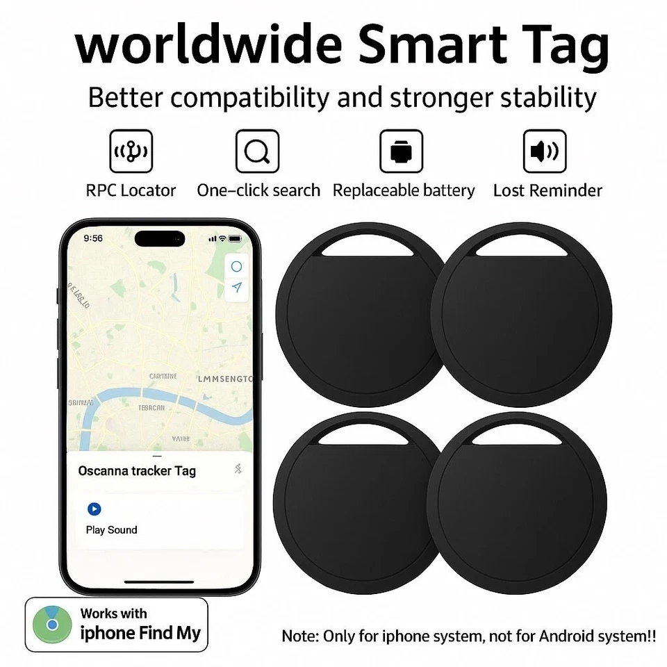 4 PACK  Tracker Tag Compatible with Apple Find My Airtag, air tag , ENVOIE 1H FR - Imagen 2 de 4