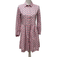 J Crew Printed Collared Mini Shirt Dress Womens 2 Coquette Teacher Girly Easter
