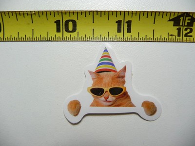 FUNNY CAT KITTEN SMALL STICKER DECAL PARTY TIME PET FELINE FUNNY