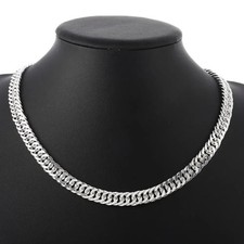 Hot fine Width 6MM chain 925 Sterling Silver Necklaces for Women Men Jewelry