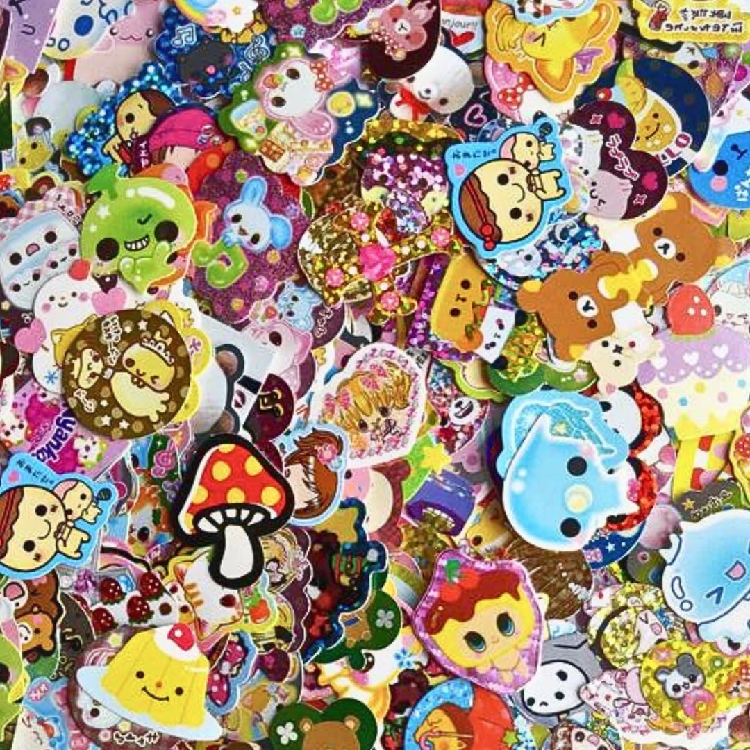 Vintage Kawaii Sticker Flakes Lot 30 Kamio Crux San-x Sack Japan Stationery