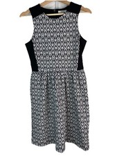 Madewell Women's XS Black White Geometric Knit Sleeveless A-Line Dress