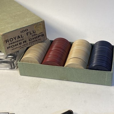 Vintage Royal Flush Embossed Dragon Poker Chips Peoples Drug Washington D.C.