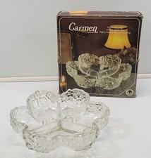 *D) Carmen Satiniert 3 Part Relish Tray Mikasa Walther Crystal Glass - Germany