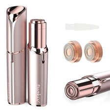 Women Facial Hair Removal Device Battery Operated with 2 Replacement Rose Gold