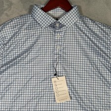Collars  Co Dress Collar Polo Shirt Mens Large Blue White Check 4-Way Stretch