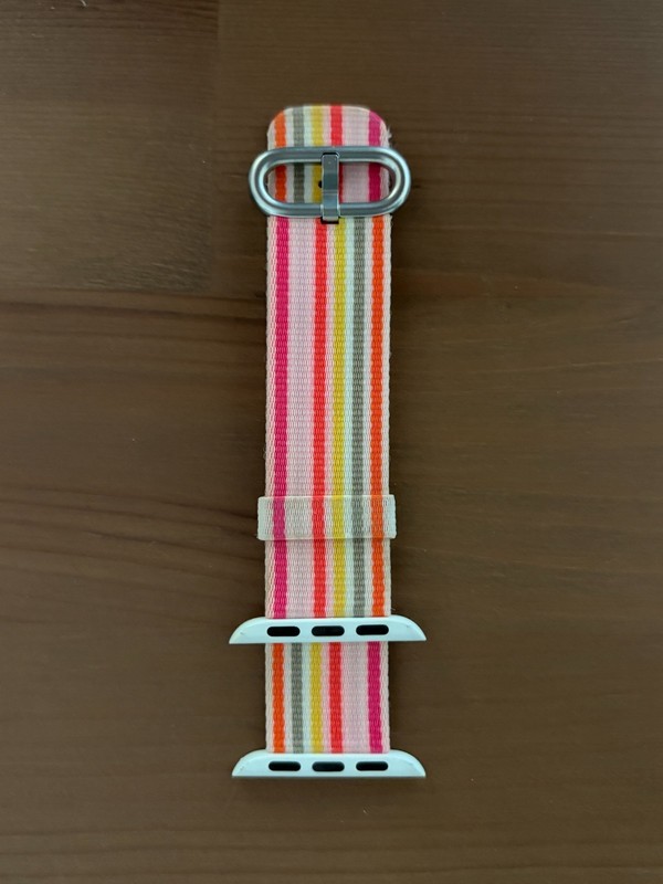 Apple Watch Band 38mm Pink Stripe Woven Nylon Band with buckle