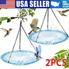 2x Hanging Plastic Bird Baths Hummingbird Feeders for Outdoors Garden Yard Decor