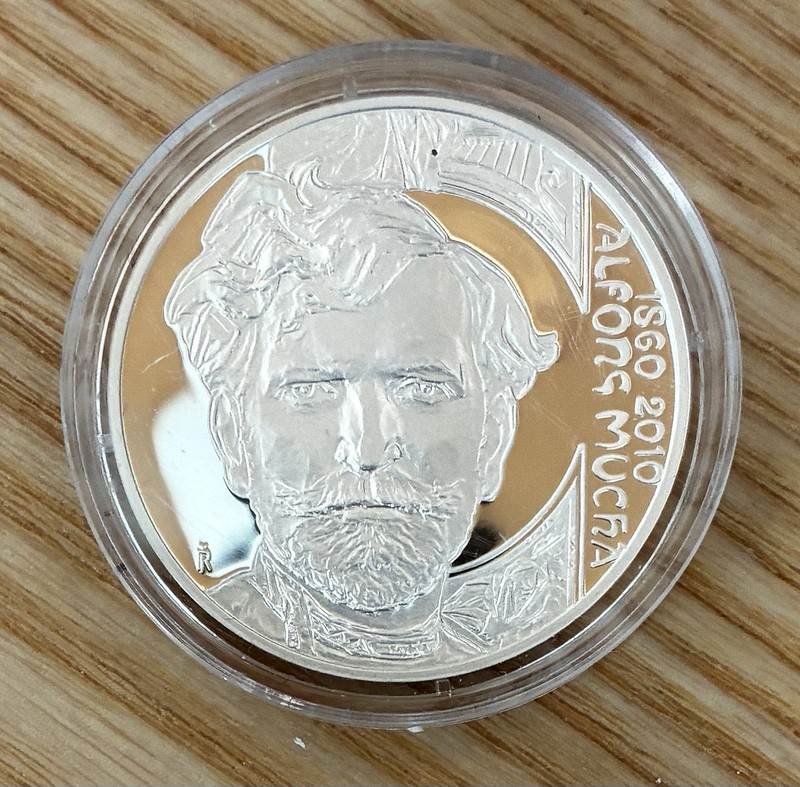 2010 Czech ALPHONSE 200 Korun  .900 Silver Proof 13 g, 31 mm KM#114