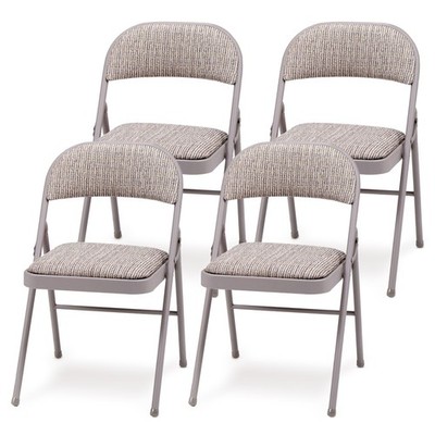 MECO Sudden Comfort Metal Fabric Padded Folding Chair, Gray (4