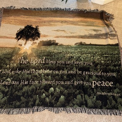 Manual Woodworkers & Weavers  Numbers 6:24  Tapestry Throw Blanket USA Blessings