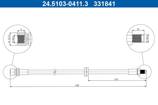 Bremsschlauch ATE 24.5103-0411.3 FüR Porsche 924 944 Carrera Turbo-image