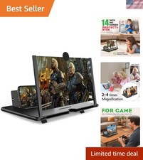 14 Inch Smartphone Screen Magnifier 3D HD Foldable Amplifier Phone Stand with...