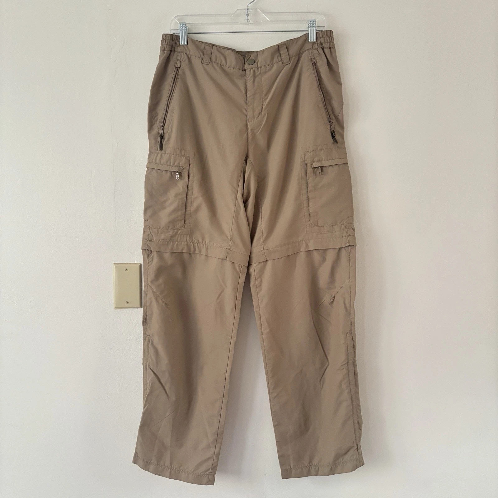 REI Co-op Men's Convertible Nylon Beige Zipped Outdoor Pants Size 32x30 Hiking