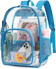 Clear Backpack Heavy Duty PVC Transparent School Bookbag for Men Women Teens Pea