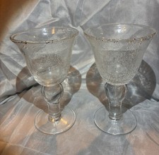 Bubble Glass Goblets Set Of 2 Vintage Hand Made Artland Iris Elegant Glasses