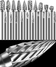 20 Pcs 1/8" Shank Carbide Burr Set Bits Compatible with Small, Silver Grey 
