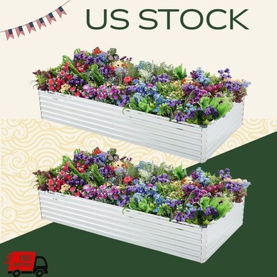 2-Pack Silver Galvanized Garden Beds - 6x3x1ft Metal Raised Planter Box