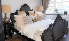 Black french style bed/ Coach House/ Wooden King Size