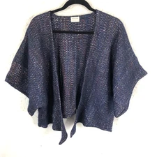 Angora Web Sweater Womens One Size Blue Rainbow Speck Handwoven Goblin Core