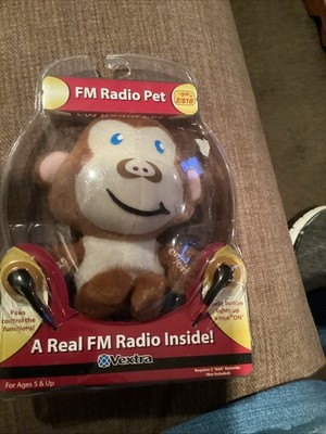 Fm Radio Pet Plush Monkey W Ear Buds, Clip, Paw Controls NIB