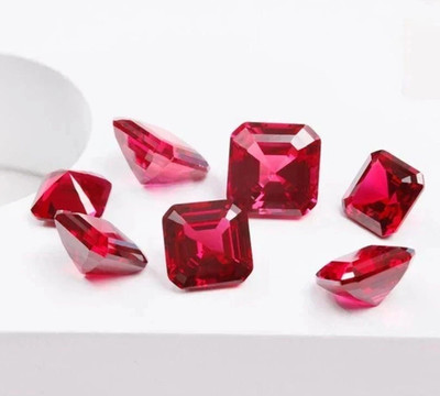GIE Certified 40 Ct 6 Pcs Natural Flawless Red Ruby Asscher Cut Loose Gemstone