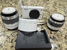 Nikon 1 J1 10.1MP Digital Camera White Kit  Nikkor VR 10-30mm  30-110mm Lenses