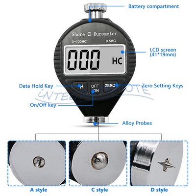 Digital Shore Durometer Sclerometer Rubber 0-100 HA HC HD Hardness Tester Meter
